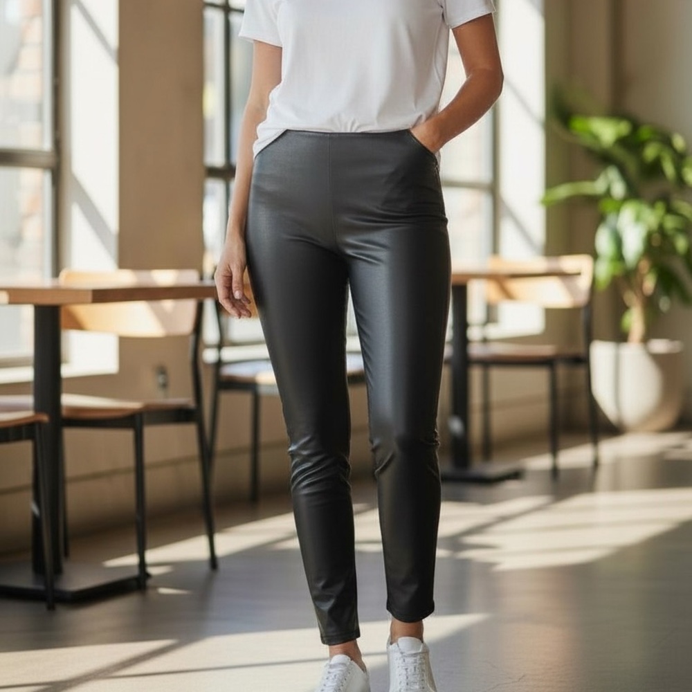 Banana Republic Black Faux Leather Leggings Large